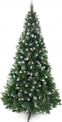 Brad Artificial de Craciun Imperial Verde/Alb cu Conuri Naturale si Cristale de Zapada pe Varfuri 250cm