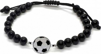 Bratara onix si banut argint gravat minge fotbal 