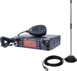 Pachet Statie radio CB PNI ESCORT HP 9001 PRO ASQ reglabil AM-FM 12V/24V 4W + Antena CB PNI Extra 40 cu magnet 30W 26-30MHz SWR 1.0 fibra 
