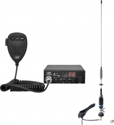 Kit Statie radio CB PNI Escort HP 8000L ASQ + Antena CB PNI S75 cu cablu si montura fixa 