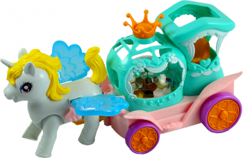 Caleasca fermecata cu sunete si lumini Bao Niu Plastic Alb/Roz