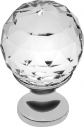 Buton pentru mobila cristal CRPA finisaj crom lucios+cristal transparent D25 mm 