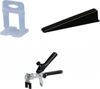 Pachet sistem nivelare gresie CONFORT 15 - 1500 clipsuri 2.0 mm 400 pene 1 cleste metalic