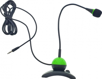 Microfon PC cu brat flexibil si buton pornire conector jack 3.5mm cablu 2 m Negru Verde TCL-SHO3325