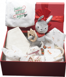 Gift Box nou nascuti HandMade 10+ piese material organic 0-3 luni fete 
