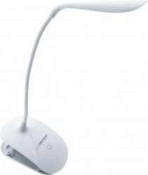 Lampa LED Esperanza Deneb cu clema de prindere brat flexibil 21 cm cablu 110 cm alba 