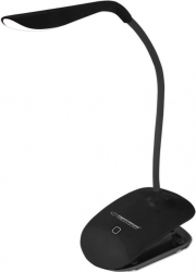 Lampa LED Esperanza Deneb ELD104K cu clema de prindere brat flexibil 21 cm cablu 110 cm neagra 