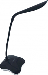 Lampa LED Esperanza Mimosa cu baza iluminata brat flexibil 21 cm alimentare duala cablu 110 cm 4 x AAA neagra 