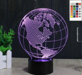 Lampa De Veghe 3D LED cu telecomanda Globul Pamantesc 16 culori 