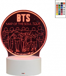 Lampa De Veghe 3D LED cu telecomanda Trupa BTS ALL 16 culori 