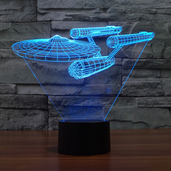 Lampa De Veghe 3D LED Nava Star Trek 7 Culori Lumina Ambientala 