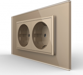 Priza dubla Livolo VL-C9-2C1EU-13 rama din sticla 4M standard Italian Auriu 