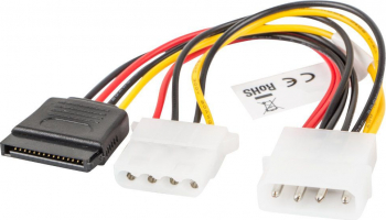 Cablu de alimentare Molex 4 pin mama la Molex 4 pin tata si SATA 15 pin mama 15 cm TCL-BBL3118 