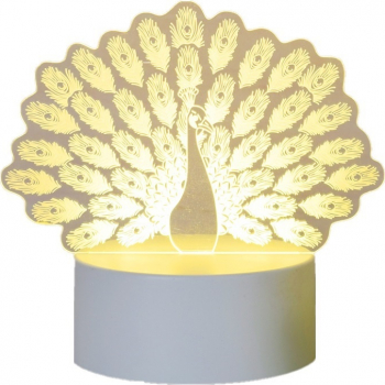 Lampa De Veghe 3D LED Paun 7 Culori 