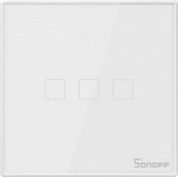 Intrerupator triplu cu touch Sonoff T2EU3C Wi-Fi + RF Alb 