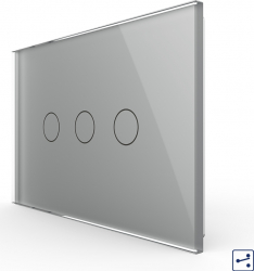 Intrerupator triplu cap scara cruce Livolo VL-FC3S-3G-15 cu touch din sticla standard italian Argintiu 