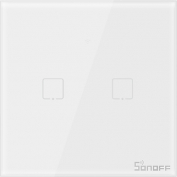 Intrerupator dublu cu touch Sonoff T0EU2C Wi-Fi Control de pe telefonul mobil Alb 