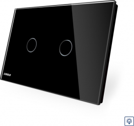 Intrerupator dublu Livolo VL-C902D-82 cu variator cu touch din sticla Negru 
