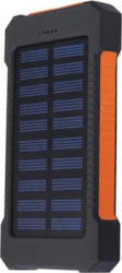 Acumulator Extern 10000 mAh cu Panou Solar 2 USB Lanterna LED cu Mod SOS Negru-Portocaliu 