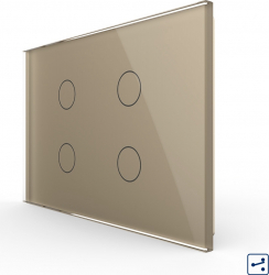 Intrerupator cvadruplu cap scara cruce cu touch Livolo din sticla standard Italian Auriu 