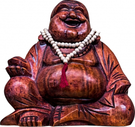 Statueta Lacquered Wood Happy Buddha XL
