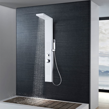 vidaXL Sistem panel de dus din aluminiu alb mat 