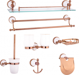 Set accesorii baie TRENDYS cu sapte piese rose-gold 