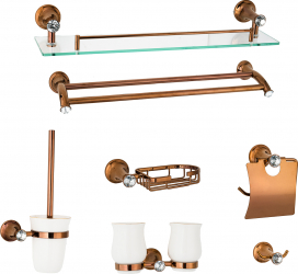 Set sapte piese accesorii baie TRENDYS rose-gold 