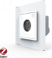 Senzor Control Sunet si Lumini Livolo cu Rama din Sticla Protocol Zigbee Alb 