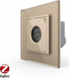 Senzor Control Sunet si Lumini Livolo cu Rama din Sticla Protocol Zigbee Auriu 