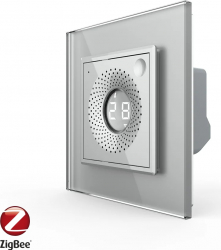 Senzor de temperatura si umiditate Livolo cu Rama din Sticla Protocol Zigbee Gri 