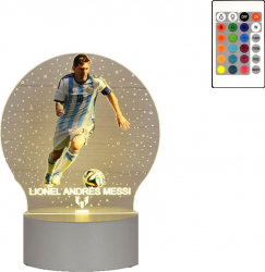 Lampa De Veghe LED Lionel Messi 16 Culori cu telecomanda Lumina Ambientala Alimentare USB sau 3 baterii AA 