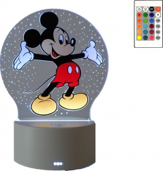 Lampa De Veghe LED Mickey Mouse 16 Culori cu telecomanda Lumina Ambientala Alimentare USB sau 3 baterii AA 