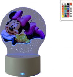 Lampa De Veghe LED Minnie Mouse 16 Culori cu telecomanda Lumina Ambientala Alimentare USB sau 3 baterii AA 