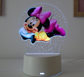 Lampa De Veghe LED Minnie Mouse 7 Culori Lumina Ambientala Alimentare USB sau 3 baterii AA 