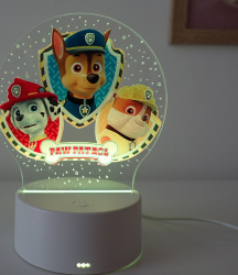 Lampa De Veghe LED Paw Patrol 7 Culori Lumina Ambientala Alimentare USB sau 3 baterii AA 