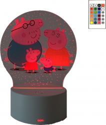 Lampa De Veghe LED Peppa Pig Family 16 Culori cu telecomanda Lumina Ambientala Alimentare USB sau 3 baterii AA