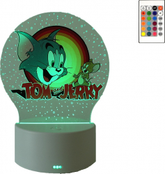 Lampa De Veghe LED Tom si Jerry 16 Culori cu telecomanda Lumina Ambientala Alimentare USB sau 3 baterii AA 