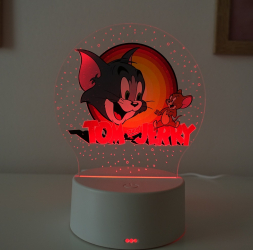 Lampa De Veghe LED Tom si Jerry 7 Culori Lumina Ambientala Alimentare USB sau 3 baterii AA 