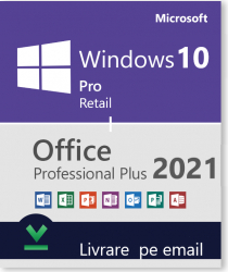 Office 2021 Pro Plus + Windows 10 Pro retail All lang Activare ONLINE PERMANENTA 