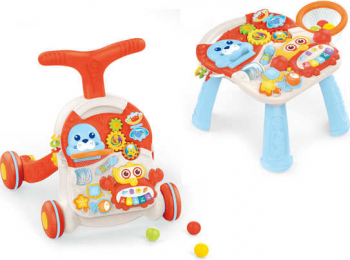 Antemergator copii 3 in 1 si masuta de joaca Baby Go Orange 