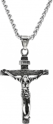 Cruciulita inox Isus Hristos Rastignit pe Cruce cu lant otel inoxidabil Personal Style 