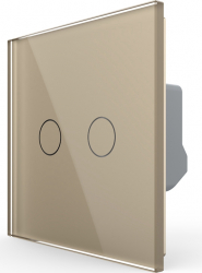 Intrerupator Dublu Livolo VL-FC2-2G-2A cu Touch din Sticla Securizata Auriu 