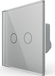 Intrerupator Dublu Livolo VL-FC2-2G-2I cu Touch din Sticla Securizata Argintiu 