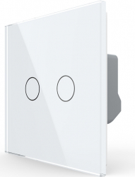 Intrerupator Dublu Livolo VL-FC2-2G-2W cu Touch din Sticla Securizata Alb 