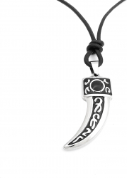 Pandantiv Tribal Colt Dinte Inox cu Snur Piele PersonalStyle 