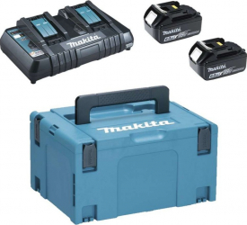 Set acumulatori Li-Ion LXT 18V 2x6.0Ah BL1860B incarcator DC18RD valiza depozitare Makpac3 Makita 