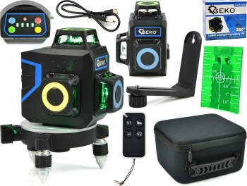 Nivela laser cu autonivelare 3D 360 12x lini verzi Geko G03308 