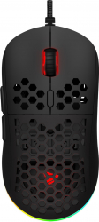 Mouse gaming profesional Savio HEX-R 12000 DPI Senzor Pixart PMW 3327 iluminare RGB cablu 1.8m negru 