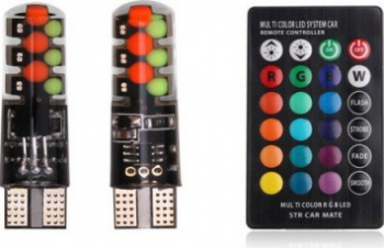 Set 2 becuri LED RGB colorate pentru pozitie 